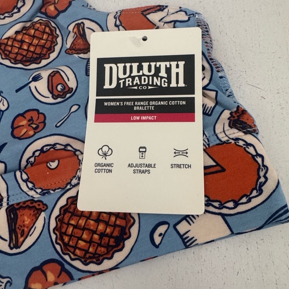 Duluth Trading Co Blue and Orange Food Print Bralette - Picture 2 of 4